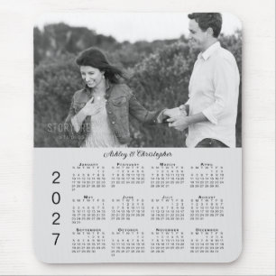 Alfombrilla De Ratón Tu calendario gris personalizado con nombres y fot