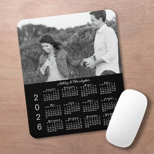 Alfombrilla De Ratón Tu calendario personalizado negro 2026 con nombres