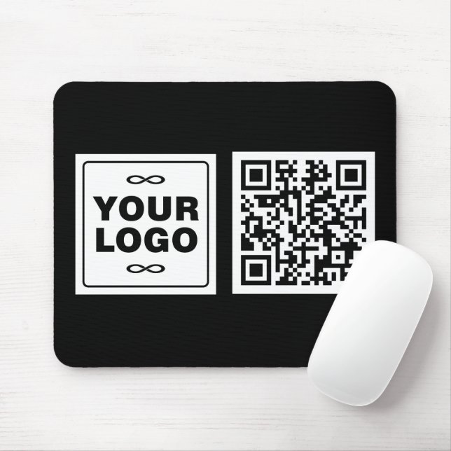 Alfombrilla De Ratón Tu Logo - Cuadrado - Fondo BLANCO + código QR (Con ratón)
