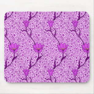 Alfombrilla De Ratón Tulip Damasco, violeta y orquídea de Art Nouveau