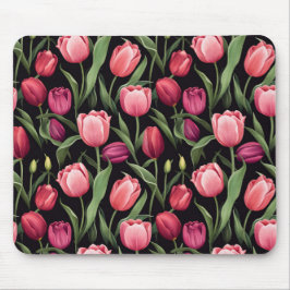 Alfombrilla De Ratón Tulipán floral rosa y roja