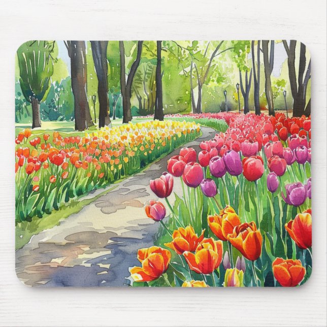 Alfombrilla De Ratón Tulipanes en el parque (Frente)