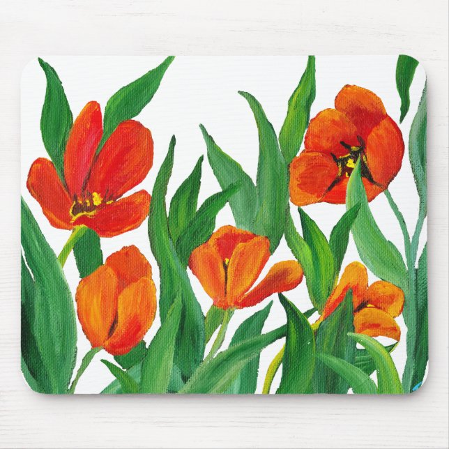 Alfombrilla De Ratón Tulipanes Rojos (Frente)