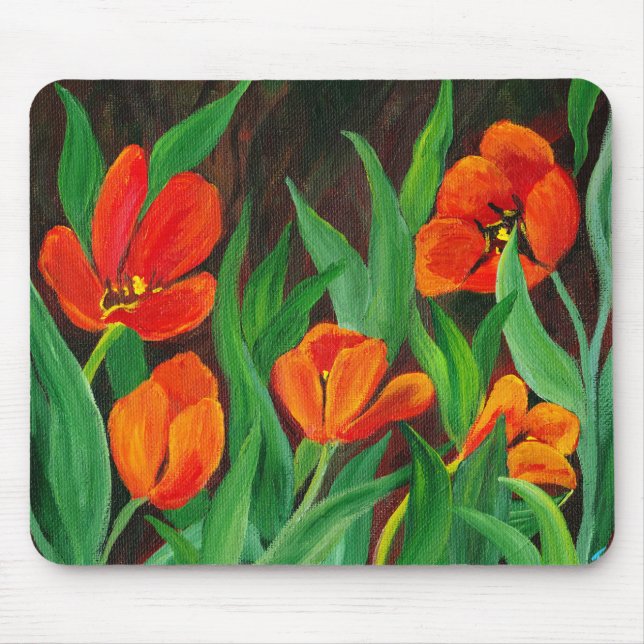Alfombrilla De Ratón Tulipanes Rojos (Frente)