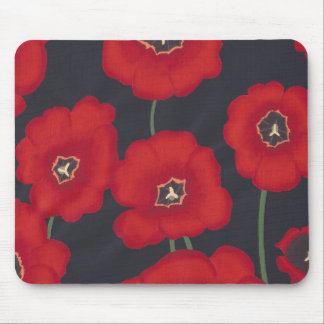 Alfombrilla De Ratón Tulipanes rojos brillantes en negro, almohadillas 