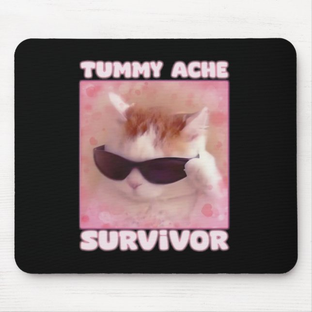 Alfombrilla De Ratón Tummy Ache Survivor Cat Funny (Frente)