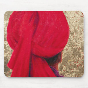 Alfombrilla De Ratón Turbante rojo en la hoja de oro 2014