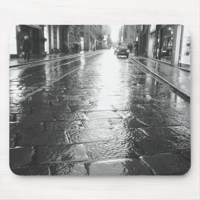 Alfombrilla De Ratón Turín Italia, Noche de Wet Street (Frente)