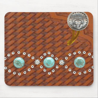 Alfombrilla De Ratón Turquesa Mousepad occidental de "Apache" del cuero