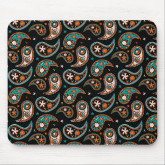 Alfombrilla De Ratón Turquesa y naranja peculiares de Paisley