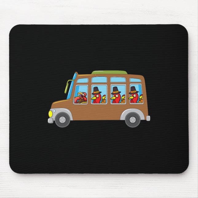 Alfombrilla De Ratón Turquía monta autobús escolar Día de Acción de Gra (Frente)