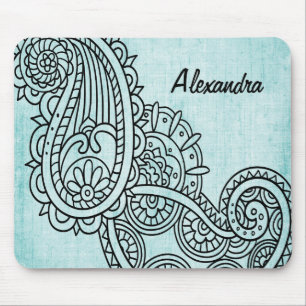 Alfombrilla De Ratón Turquoise Mehndi Motif Mousepad