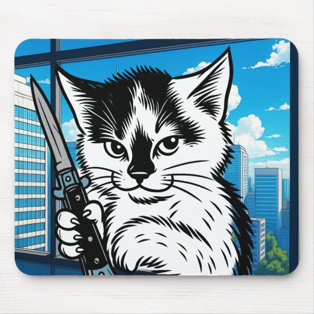 Alfombrilla De Ratón Tuxedo Cat Switchblade Mousepad by Phil Elmore (Frente)