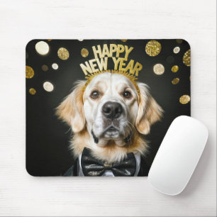 Alfombrilla De Ratón Tuxedo de Año Nuevo de Golden Retriever