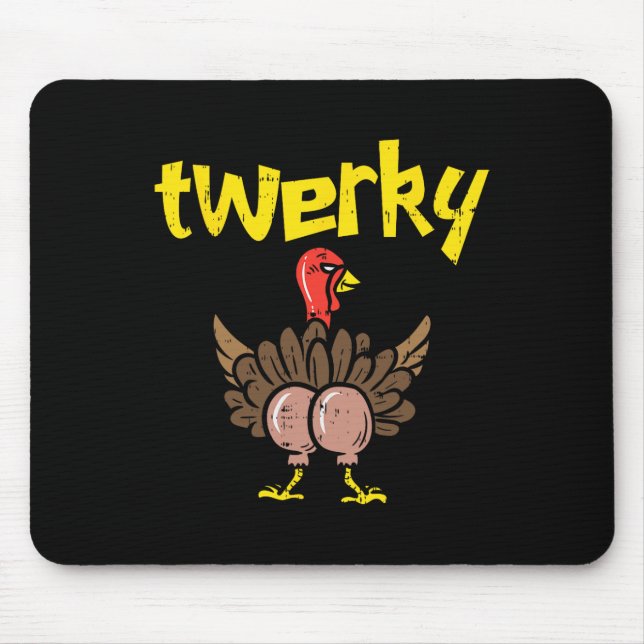 Alfombrilla De Ratón Twerky Turkey Butt Fun Thankding Twerk Dance Pu (Frente)