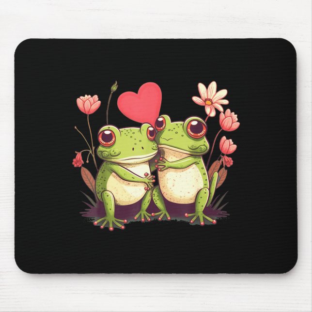 Alfombrilla De Ratón Two Frogs Valentines Day Love On Couple Frog  (Frente)