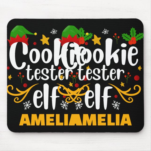 Alfombrilla De Ratón Tygraphy Cookie Tester Elf Family Matching T Shirt (Frente)