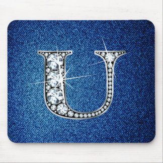 Alfombrilla De Ratón U Faux-"Diamond Bling" en Denim Mousepad