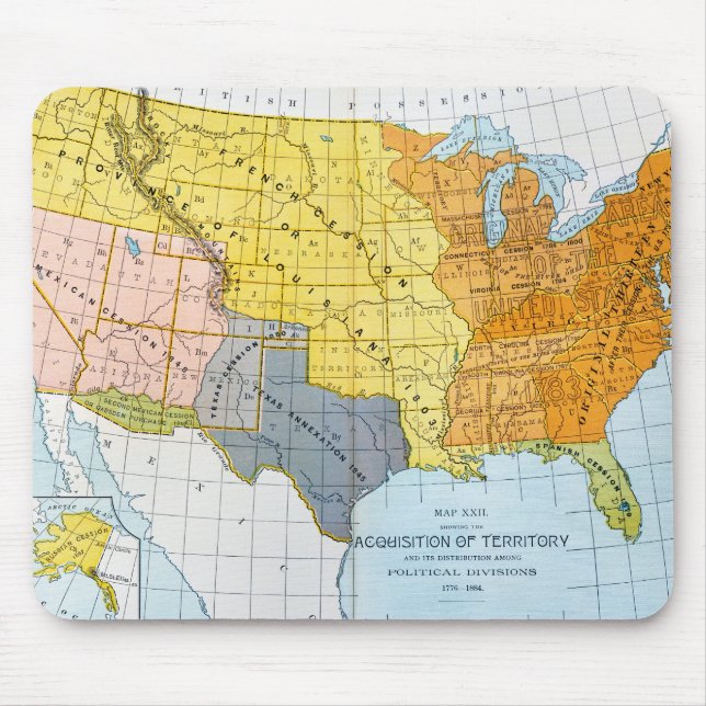 ALFOMBRILLA DE RATÓN U.S. MAPA, 1776-1884 (Frente)