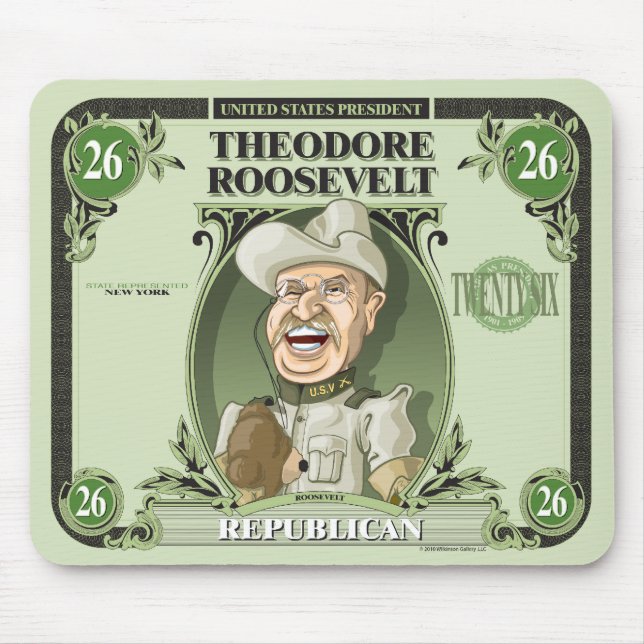 Alfombrilla De Ratón U.S. Presidentes Mousepad: #26 Theodore Roosevelt (Frente)