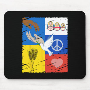 Alfombrilla De Ratón Ucrania Rusia Paz Paloma Amistad Intercultural