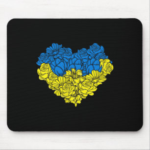 Alfombrilla De Ratón Ucraniano Ucraniano Bandera Ucraniana Flor Corazón