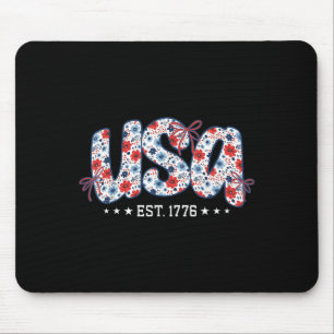 Alfombrilla De Ratón Ue Est 1776 Preppy Floral 4 De Julio Coquette Bo