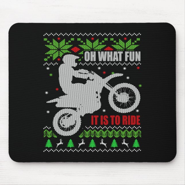 Alfombrilla De Ratón Ugly Christmas Sweater Dirt Bike Motorcycle Motocr (Frente)