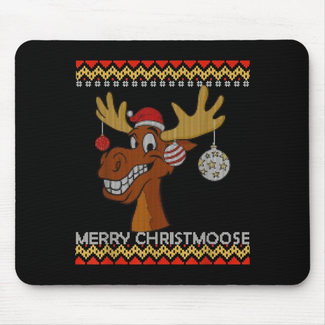 Alfombrilla De Ratón Ugly Christmas Sweater I Merry Christmoose Funny M (Frente)