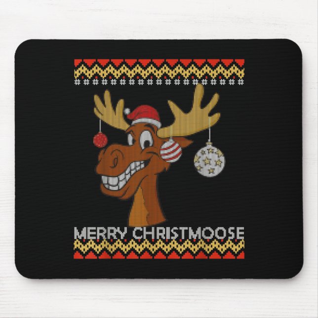 Alfombrilla De Ratón Ugly Christmas Sweater I Merry Christmoose Funny M (Frente)