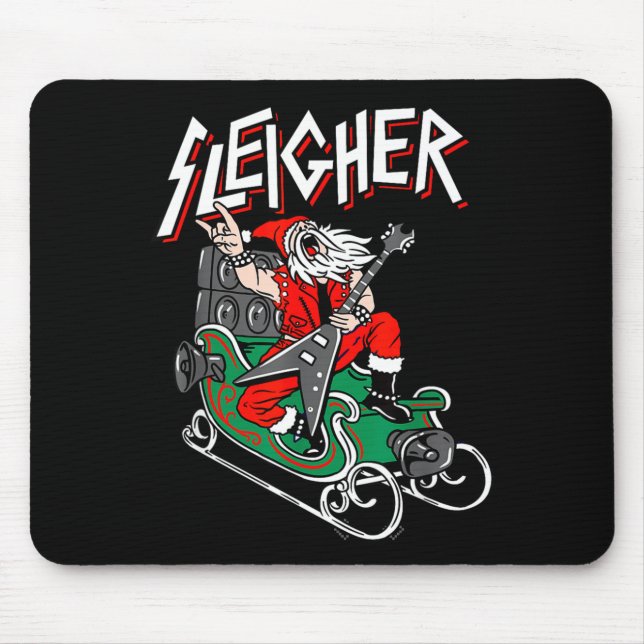 Alfombrilla De Ratón Ugly Christmas Sweater Sleigher Heavy Metal Santa  (Frente)