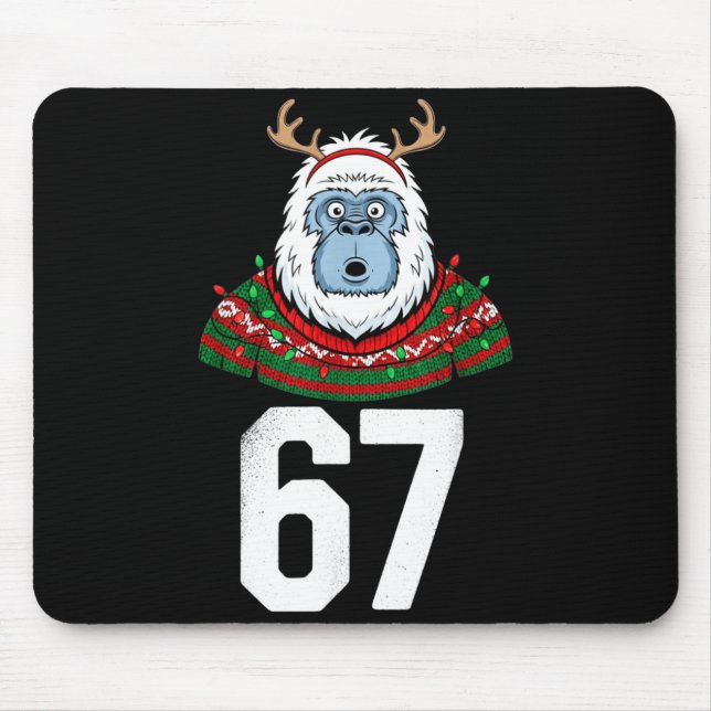 Alfombrilla De Ratón Ugly Christmas Sweater Yeti Gorilla Reindeer 67  (Frente)