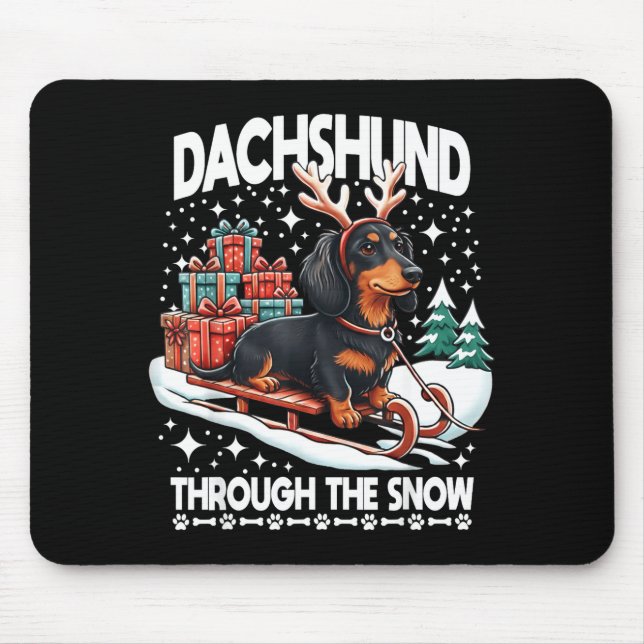 Alfombrilla De Ratón Ugly Dachshund Christmasthrough The Snow Gift Chri (Frente)