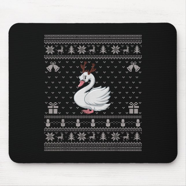 Alfombrilla De Ratón Ugly Xmas Sweater Style Swans Reindeer Christmas  (Frente)