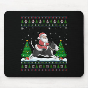 Alfombrilla De Ratón Ugly Xmas Tree Santa Riding Rat Terrier Dog Christ