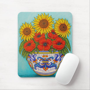 Alfombrilla De Ratón Umbria Bouquet Poppy Sunflower Mouse pad