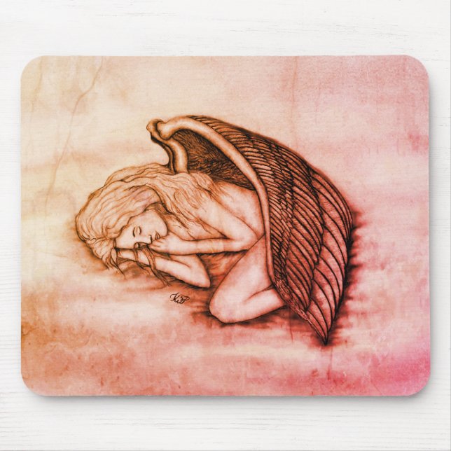 Alfombrilla De Ratón Un ángel durmiente en las nubes del cielo (Frente)