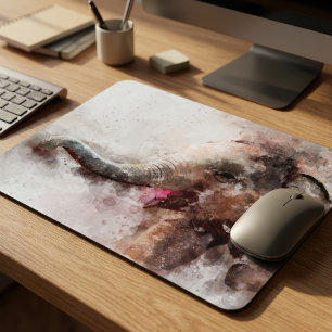 Alfombrilla De Ratón Un bebé elefante asiático dulce, feliz y lúdico