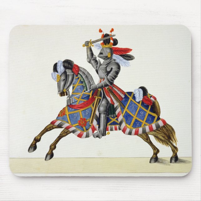 Alfombrilla De Ratón Un caballero en un torneo, placa 'de una historia (Frente)