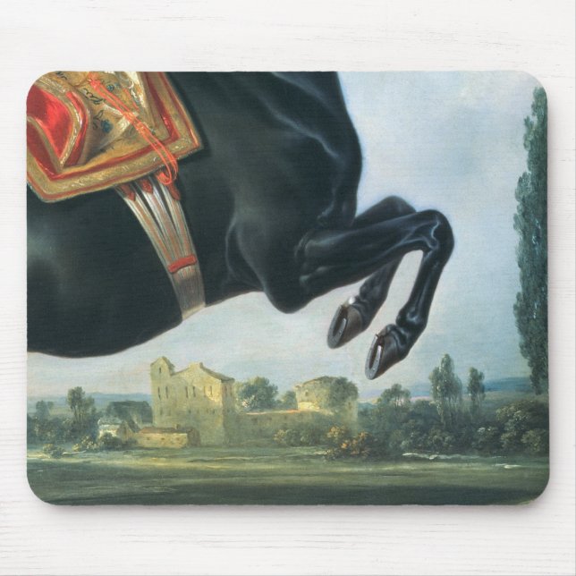 Alfombrilla De Ratón Un caballo negro que realiza el Courbette (Frente)