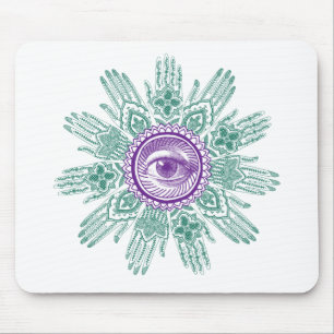 Alfombrilla De Ratón Un círculo de manos y de un ojo