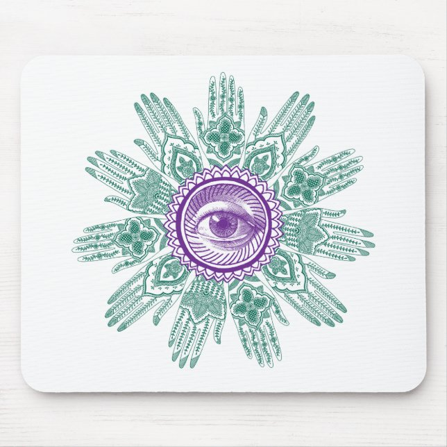 Alfombrilla De Ratón Un círculo de manos y de un ojo (Frente)