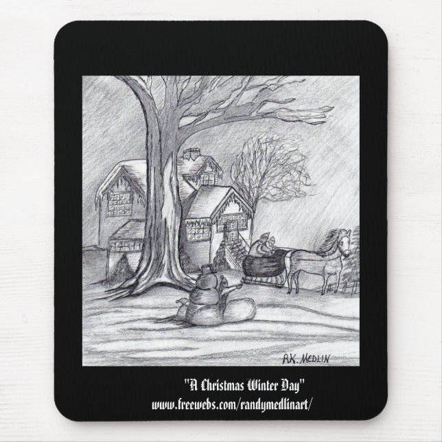 Alfombrilla De Ratón Un día de invierno para los Navidades (Frente)