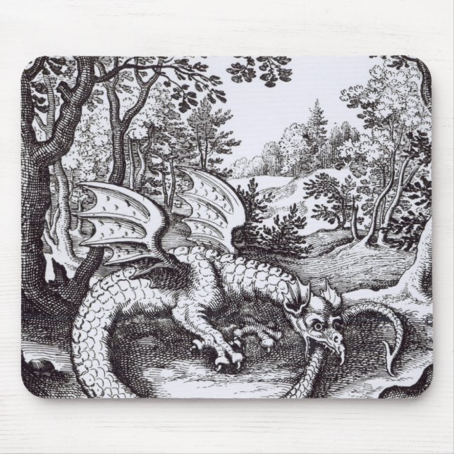 Alfombrilla De Ratón Un dragón en el bosque (Frente)