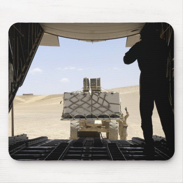 Alfombrilla De Ratón Un elevador de horquilla carga la carga sobre un h (Frente)