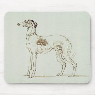 Alfombrilla De Ratón Un galgo, haciendo frente a la izquierda (pluma y