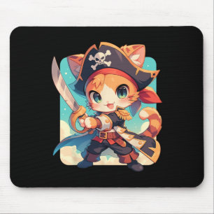 Alfombrilla De Ratón Un gato lindo como el pirata Kawaii Anime