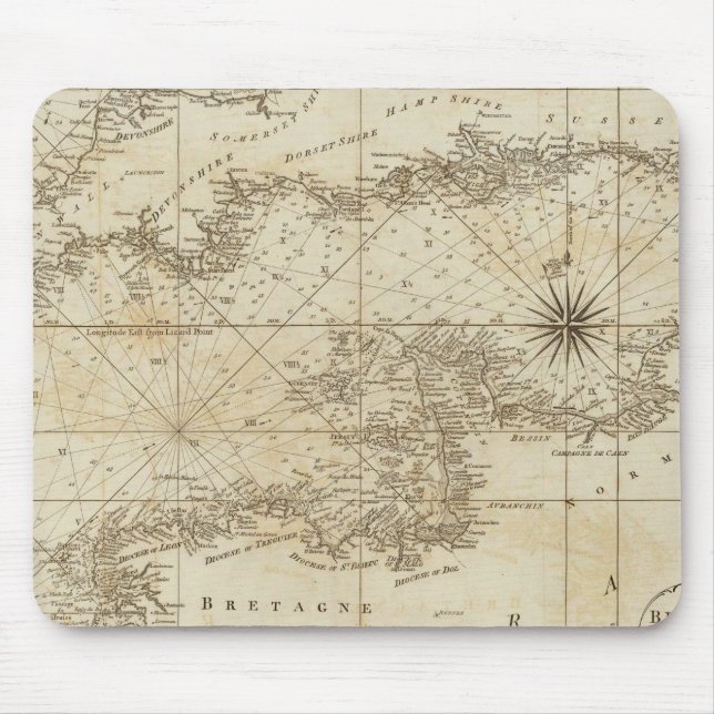 Alfombrilla De Ratón Un gráfico del Canal Británico (Frente)