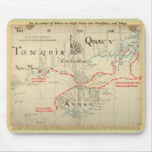 Alfombrilla De Ratón Un mapa auténtico de 1690 piratas (con adornos)
