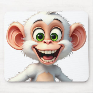 Alfombrilla De Ratón Un mono africano blanco sonriente